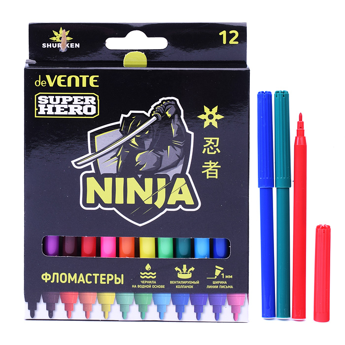 Фломастеры "SuperHero" 12 цветов с вентилируемым колпачком, в картонной коробке с подвесом Фломастеры "SuperHero" 12 цветов с вентилируемым колпачком, в картонной коробке с подвесом