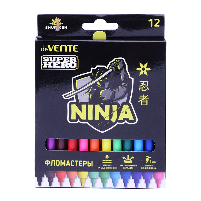 Фото к товару Фломастеры "SuperHero" 12 цветов с вентилируемым колпачком, в картонной коробке с подвесом Фломастеры "SuperHero" 12 цветов с вентилируемым колпачком, в картонной коробке с подвесом