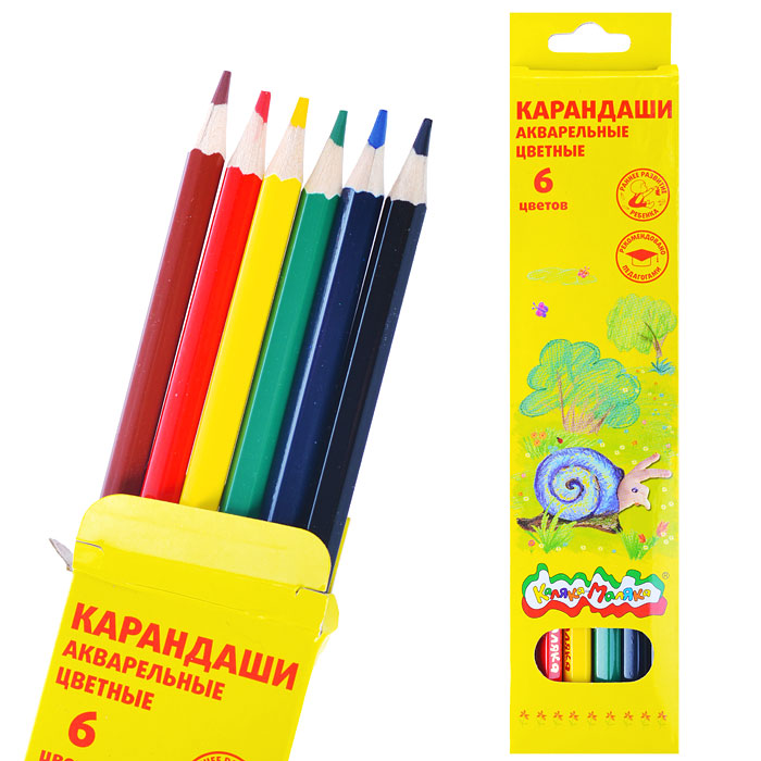 Карандаши цветные 6 цв. акварельные, шестигранные Карандаши цветные 6 цв. акварельные, шестигранные