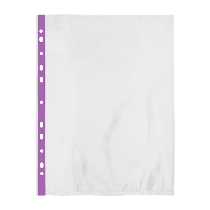 Файл-вкладыш с цветной полоской A4, 30 мкм, глянцевый фиолетовый 20 шт.