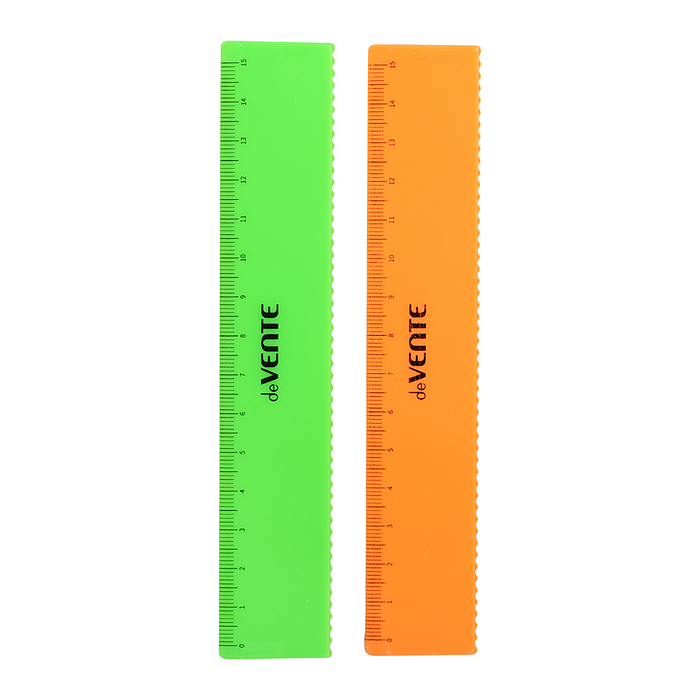 Линейка пластиковая 15 см, с волнистым краем, с индивидуальной маркировкой, неоновая
