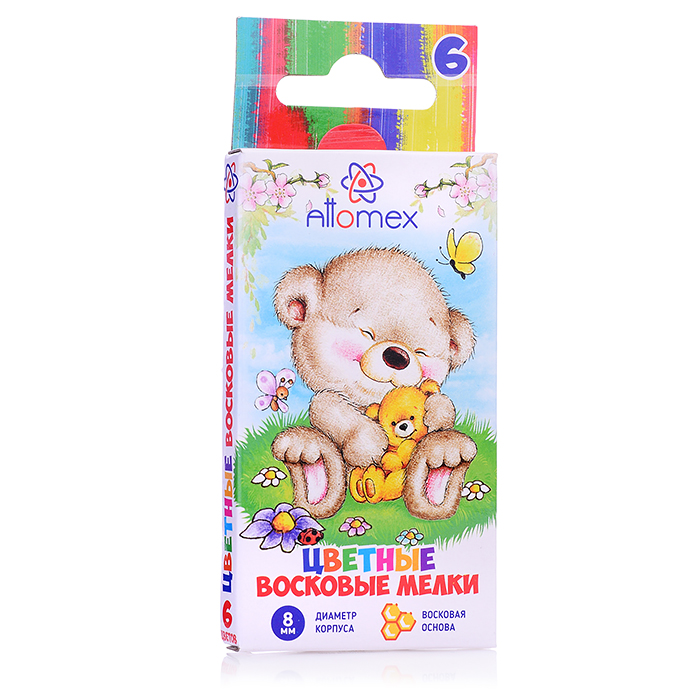Мелки школьные "Attomex" восковые 6 шт в картонной коробке с подвесом Мелки школьные "Attomex" восковые 6 шт в картонной коробке с подвесом