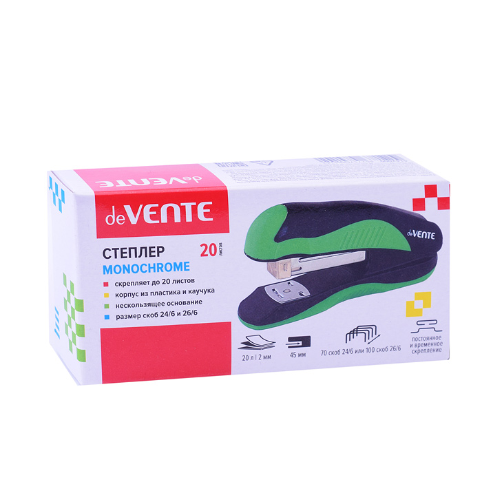 Фото к товару Степлер "MonoChrome" 24/6&26/6 (мощность 20 листов, глубина скрепления 45 мм) пластиковый с Степлер "MonoChrome" 24/6&26/6 (мощность 20 листов, глубина скрепления 45 мм) пластиковый с