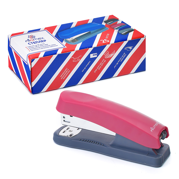 Степлер "Attomex" 24/6&26/6 (мощность 25 листов, глубина скрепления 56 мм) пластиковый, в картонной 