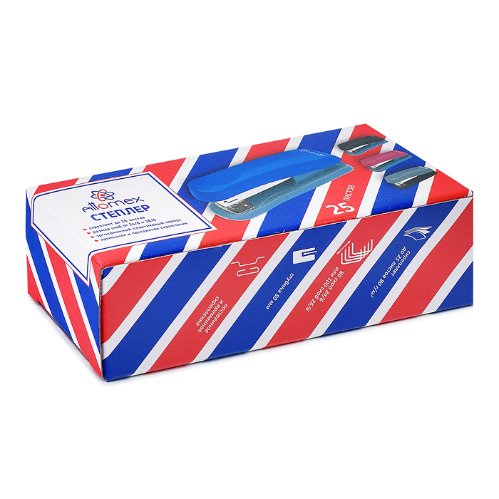 Фото к товару Степлер "Attomex" 24/6&26/6 (мощность 25 листов, глубина скрепления 56 мм) пластиковый, в картонной Степлер "Attomex" 24/6&26/6 (мощность 25 листов, глубина скрепления 56 мм) пластиковый, в картонной