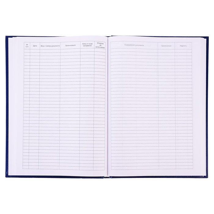 Книга регистрации корреспонденции A4, 96 л, офсет 55-60 г/м², 90% белизна, твердая обложка бумвинил 