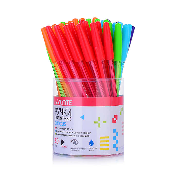 Ручка шариковая "Crocus" d=0,5 мм, полупрозрачный флуоресцентный корпус с пластиковым держа
