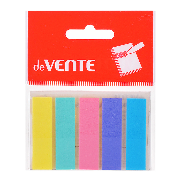 Набор самоклеящихся этикеток-закладок "Pastel" пластиковые полупрозрачные 45x12 мм, 5x25 ли