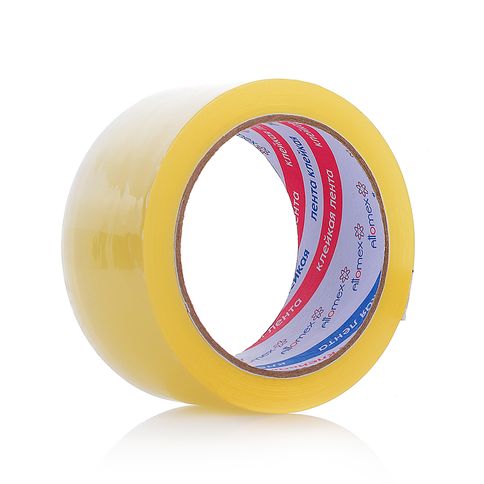 Клейкая лента упаковочная "Attomex" прозрачная, 45 мкм, 48 ммx66 м, реальная намотка, картонная втул