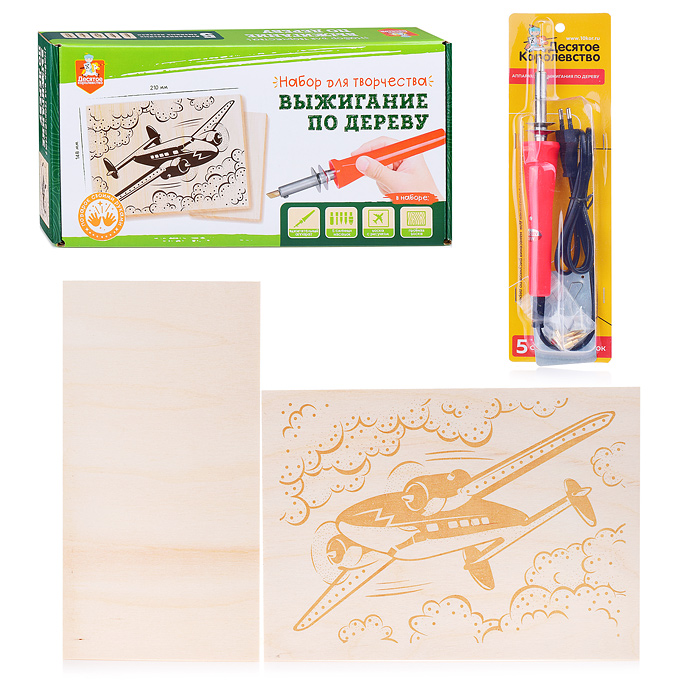 Набор для выжигания по дереву (аппарат с насадками, доски 2 шт)