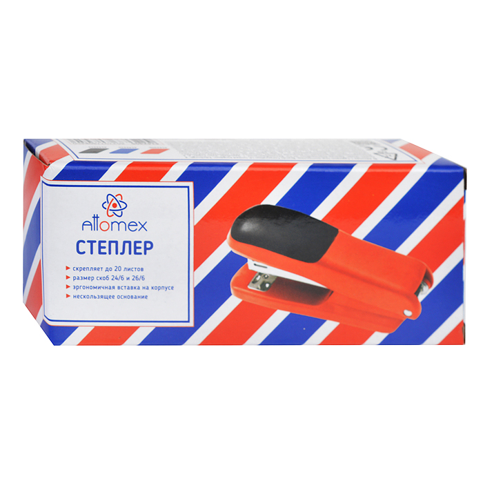 Фото к товару Степлер 24/6&26/6 (мощность 20 листов, глубина скрепления 50 мм) пластиковый, 2 вида скреп Степлер 24/6&26/6 (мощность 20 листов, глубина скрепления 50 мм) пластиковый, 2 вида скреп