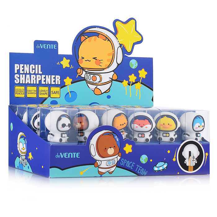 Фото к товару Точилка для карандашей "Space Team" 32x37x28 мм, 1 отверстие, пластиковая с покрытием Soft Точилка для карандашей "Space Team" 32x37x28 мм, 1 отверстие, пластиковая с покрытием Soft