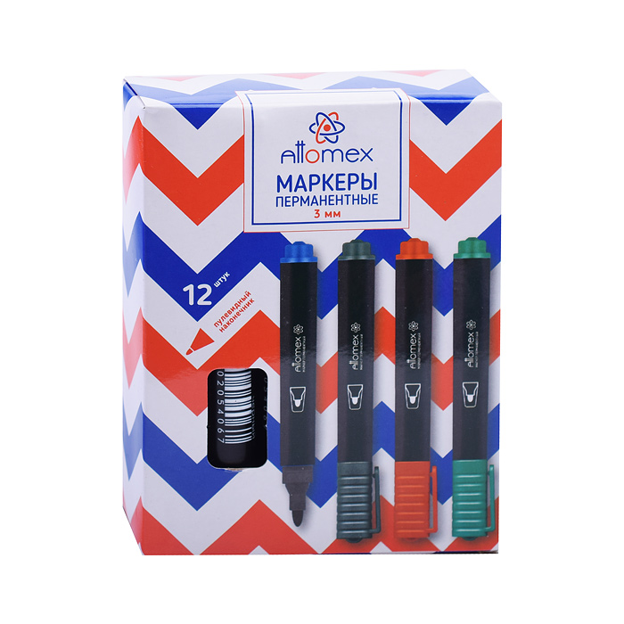 Фото к товару Маркер перманентный круглый корпус, пулевидный наконечник, ширина линии 3 мм, красный Маркер перманентный круглый корпус, пулевидный наконечник, ширина линии 3 мм, красный