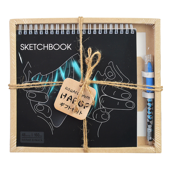 Набор. Скетчбук "Аниме" глаз, 48 листов, жесткая подложка на гребне, блок 160 г/м2 без печати, ра
