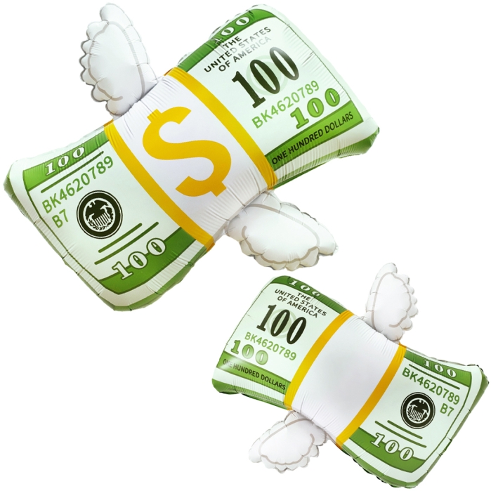 Шар (29''/74 см) Фигура, Доллары с крыльями, 1 шт. в уп.