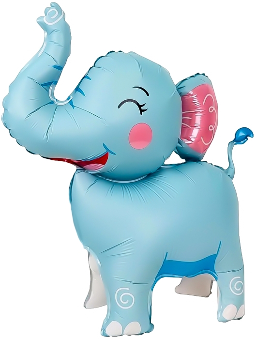 Шар 3D (25''/64 см) Фигура, Слоник, Голубой, Сатин, 1 шт. в уп.