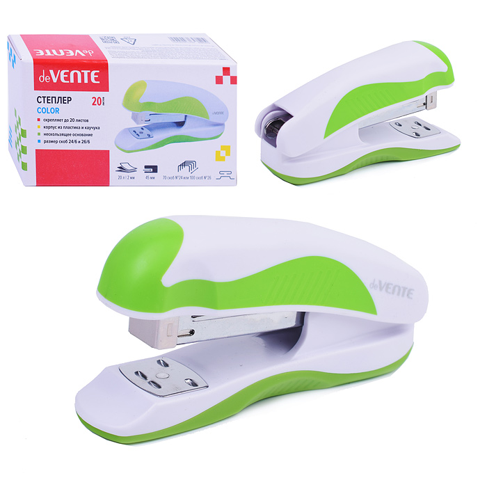 Степлер "Color" 24/6&26/6 (мощность 20 листов, глубина скрепления 45 мм) 