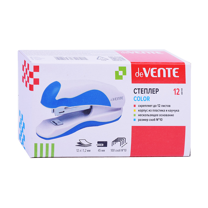 Фото к товару Степлер "Color" № 10 (мощность 12 листов, глубина скрепления 45 мм) Степлер "Color" № 10 (мощность 12 листов, глубина скрепления 45 мм)