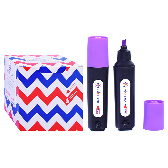 Маркер-выделитель "Attomex" плоский корпус, скошенный наконечник, ширина линии 1-5 мм, фиолетовый, в