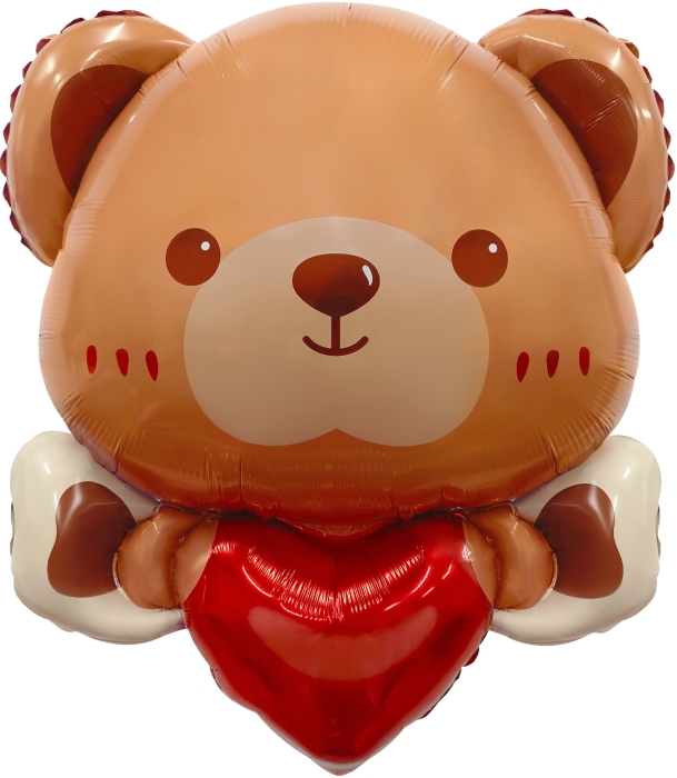 Шар (30''/76 см) Фигура, Мишка с сердцем, 1 шт. в уп.