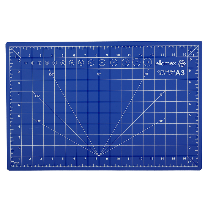 Коврик для резки A3 (45x30 см) "Attomex" непрорезаемый, толщина 2 мм, двухсторонний, трехслойный, си