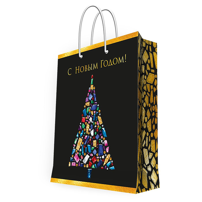 Бумажный пакет для сувенирной продукции с ламинацией, с шириной основания 17,8 cм.