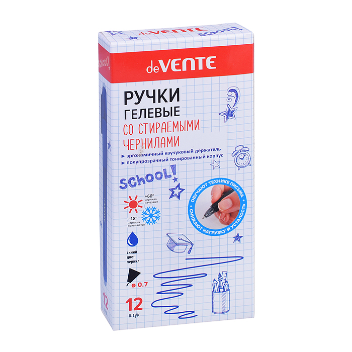 Фото к товару Ручка гелевая стираемая "School" d=0,7 мм, полупрозрачный синий корпус, с эргономичным кауч Ручка гелевая стираемая "School" d=0,7 мм, полупрозрачный синий корпус, с эргономичным кауч