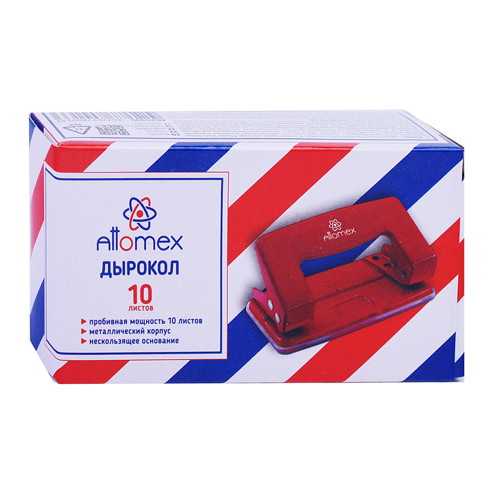 Фото к товару Дырокол "Attomex" (10 листов) металлический, в картонной коробке, красный Дырокол "Attomex" (10 листов) металлический, в картонной коробке, красный