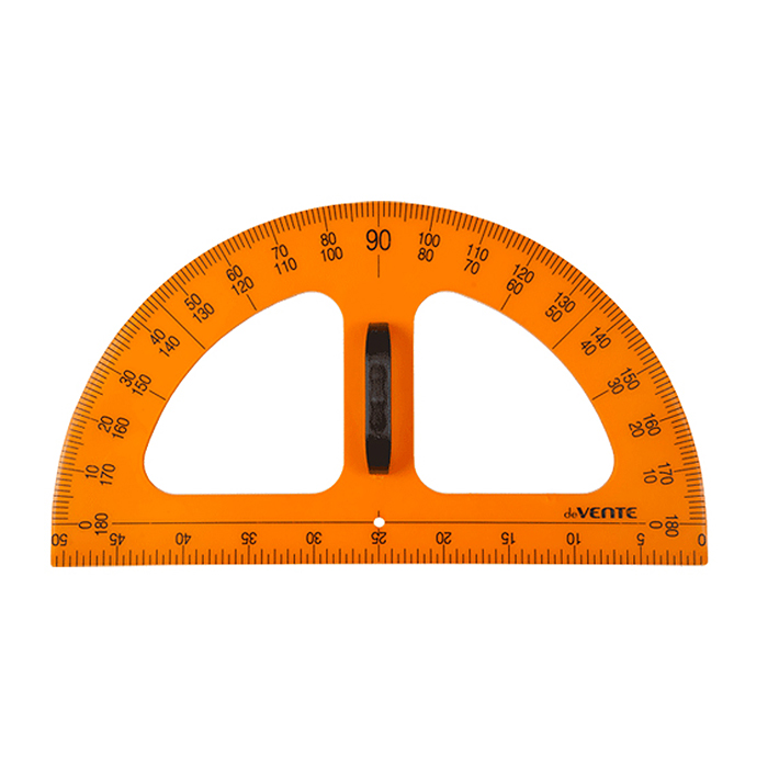 Транспортир пластиковый 180°, с ручкой, для классной доски, в пластиковом пакете