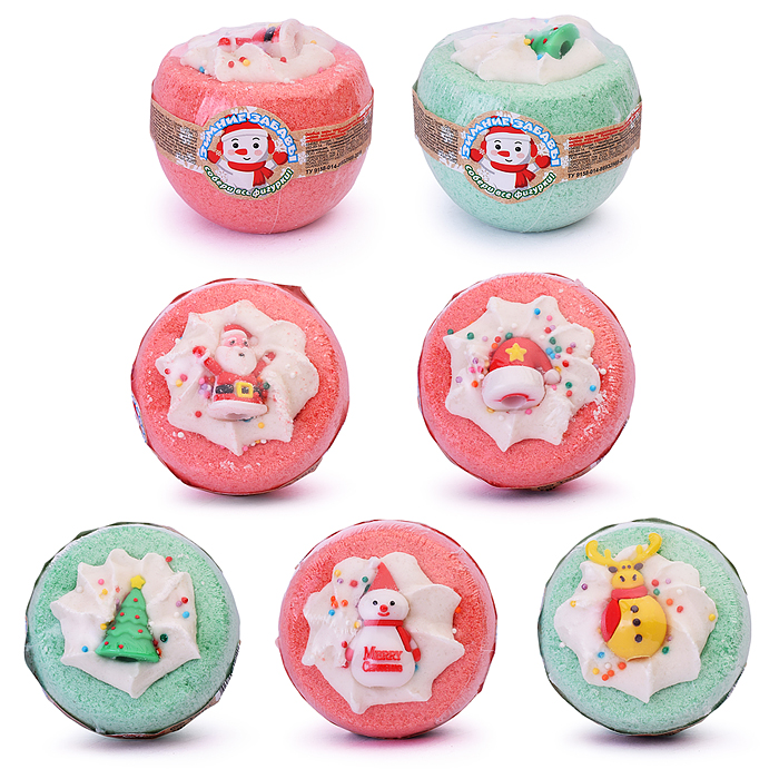 Шипучая соль для ванн Чаша с пеной и игрушкой 160г "Зимние забавы" 