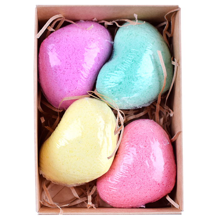 Бурлящий шар для ванн коробка "Flowers&Herbs" 4*60г  (сердечки) 