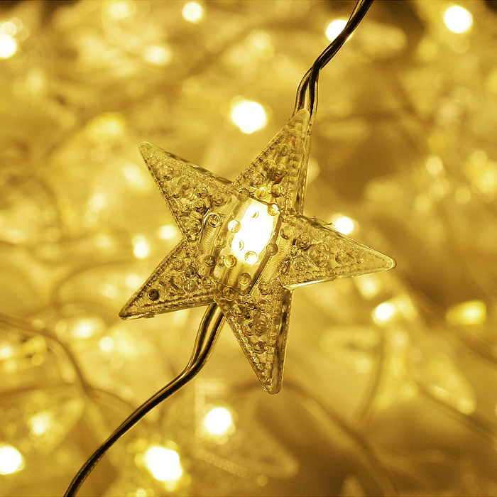 Фото к товару Электрогирлянда интерьерная "Звезды" теплый Электрогирлянда интерьерная "Звезды" теплый