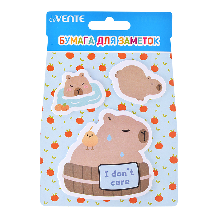 Набор клейкой бумаги для заметок "Capybara&Bath" 40x40 мм и 70x70 мм, 3x20 листов, 3 дизайна