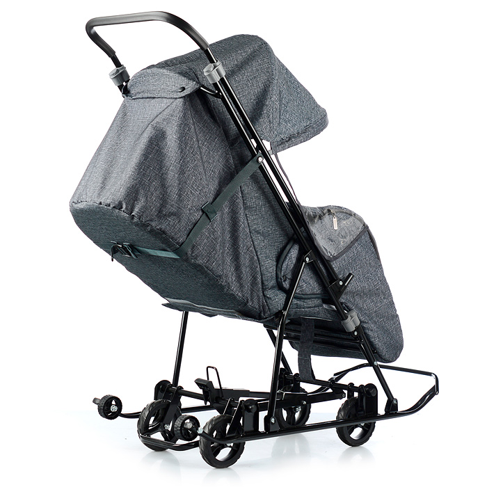 Фото к товару Санки-коляска Снежинка универсал-1 (лен черный крупный) Санки-коляска Снежинка универсал-1 (лен черный крупный)