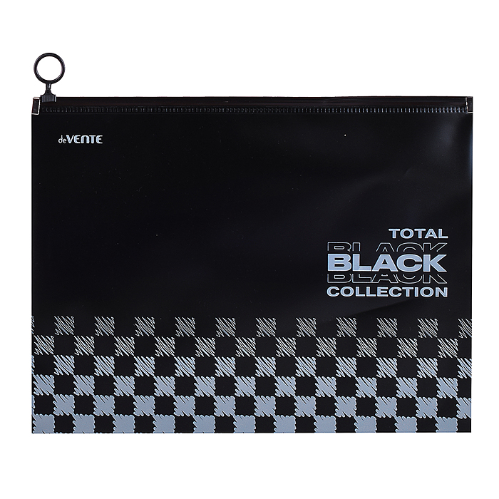 Папка на молнии с расширением "TOTAL BLACK" A4 (320x240х25 мм) 180 мкм, непрозрачная черная