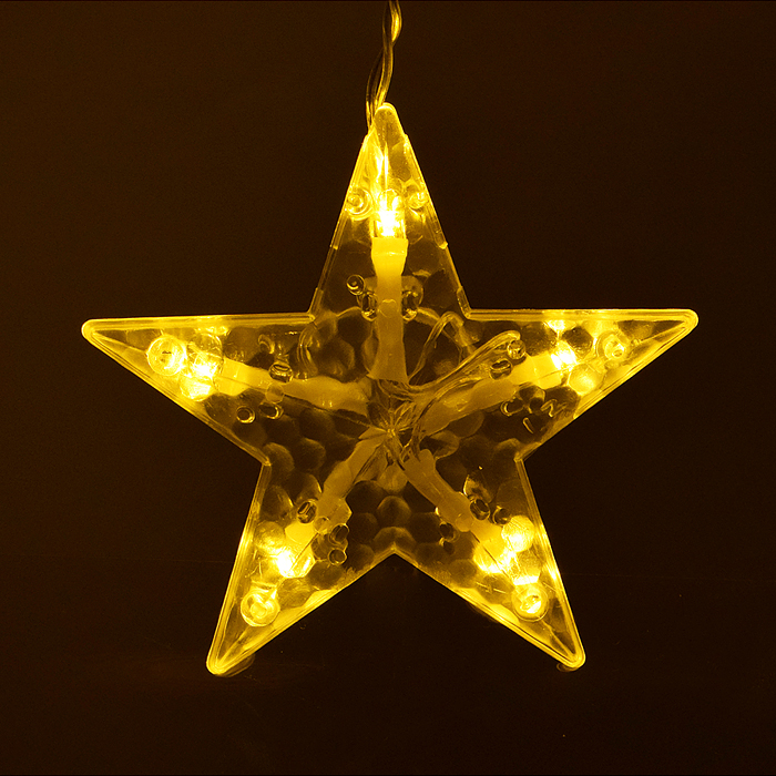 Фото к товару Электрогирлянда интерьерная "Звёздочки и снежинки" тёплый свет Электрогирлянда интерьерная "Звёздочки и снежинки" тёплый свет