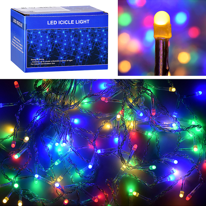 Электрогирлянда Бахрома, 6м, 192 лампы, цветная Электрогирлянда Бахрома, 6м, 192 лампы, цветная