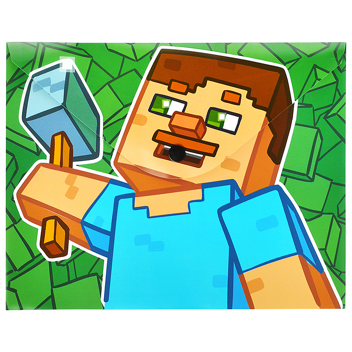 Папка-конверт на кнопке А5, пластик "My game Огурец" 180 мкм, двусторонняя печать