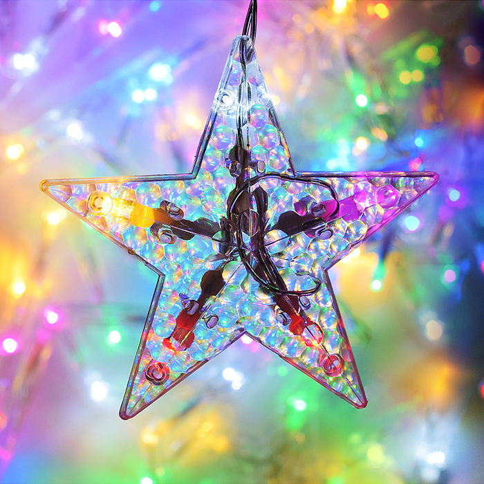 Фото к товару Электрогирлянда интерьерная "Звёзды" цветная Электрогирлянда интерьерная "Звёзды" цветная