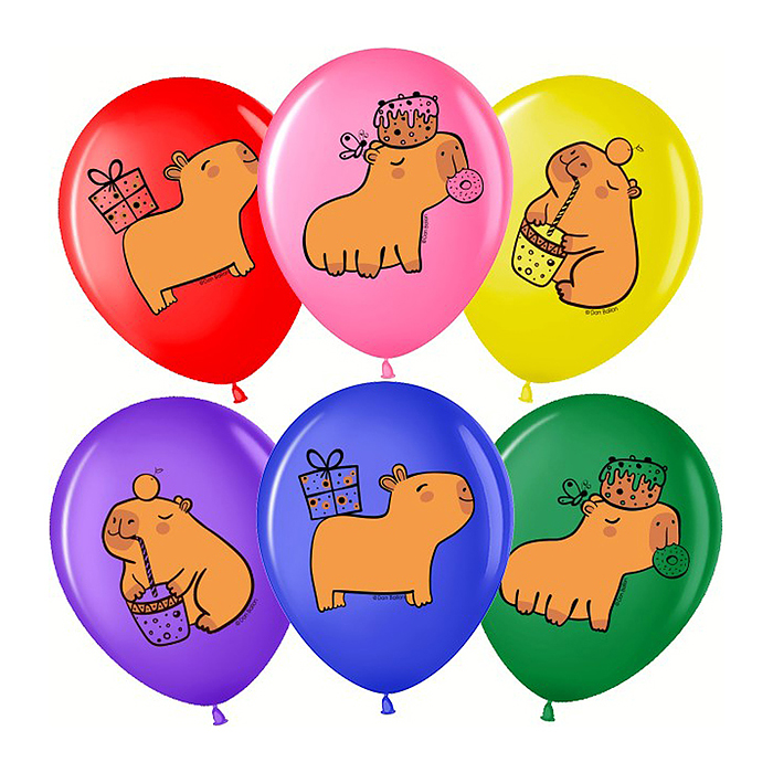 Шар (12''/30 см) Капибары, Ассорти, пастель, 1 ст, 25 шт. Шар (12''/30 см) Капибары, Ассорти, пастель, 1 ст, 25 шт.