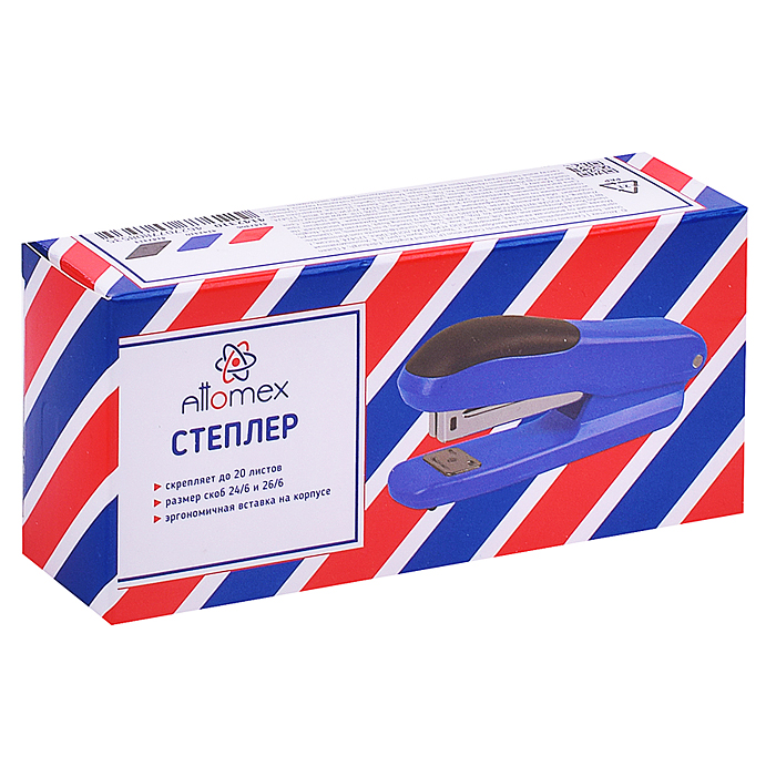 Фото к товару Степлер "Attomex" 24/6&26/6 (мощность 20 листов, глубина скрепления 50 мм) пластиковый, 2 вида скреп Степлер "Attomex" 24/6&26/6 (мощность 20 листов, глубина скрепления 50 мм) пластиковый, 2 вида скреп