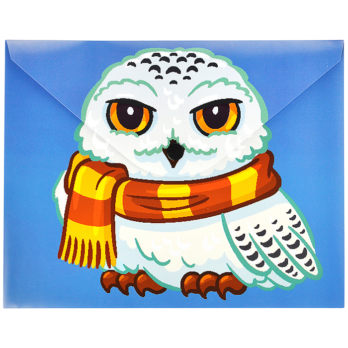 Папка-конверт на кнопке А5, пластик, "Сова" 180 мкм, двусторонняя печать