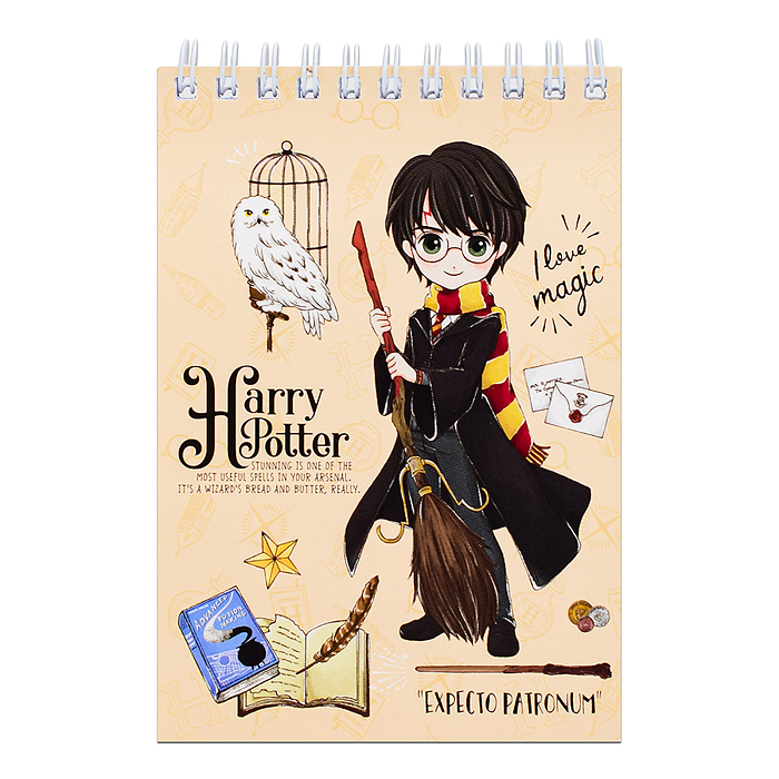 Фото к товару Блокнот "Гарри Поттер" формат А6, 60 листов, на гребне, целлюлозный картон Блокнот "Гарри Поттер" формат А6, 60 листов, на гребне, целлюлозный картон