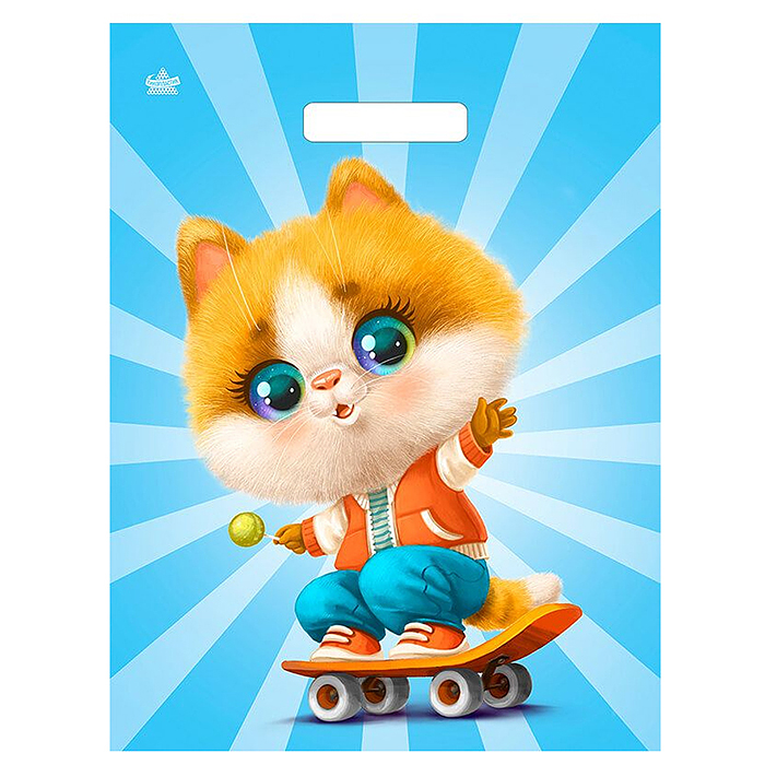 Пакет "Кот на спорте" вырубной ламинированный (400х310х60)