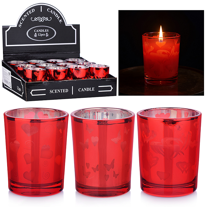 Свеча декоративная восковая 00-7032 "Узоры" в стакане