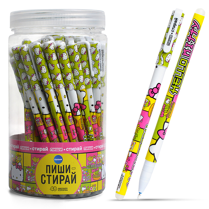 Ручка гелевая со стираемыми чернилами "Hello Kitty" цвет чернил синий, 0,5 мм, в друме