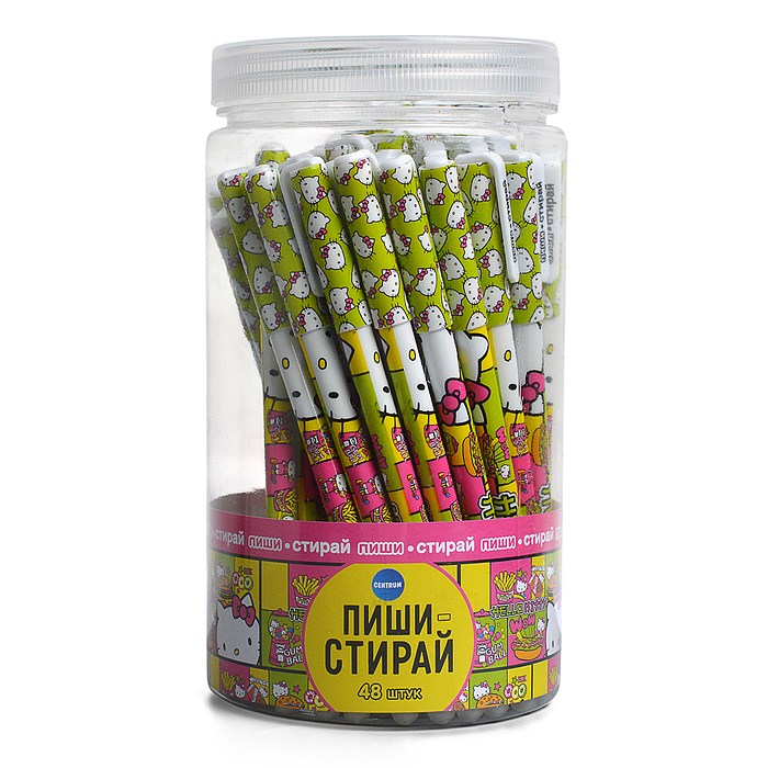 Фото к товару Ручка гелевая со стираемыми чернилами "Hello Kitty" цвет чернил синий, 0,5 мм, в друме Ручка гелевая со стираемыми чернилами "Hello Kitty" цвет чернил синий, 0,5 мм, в друме