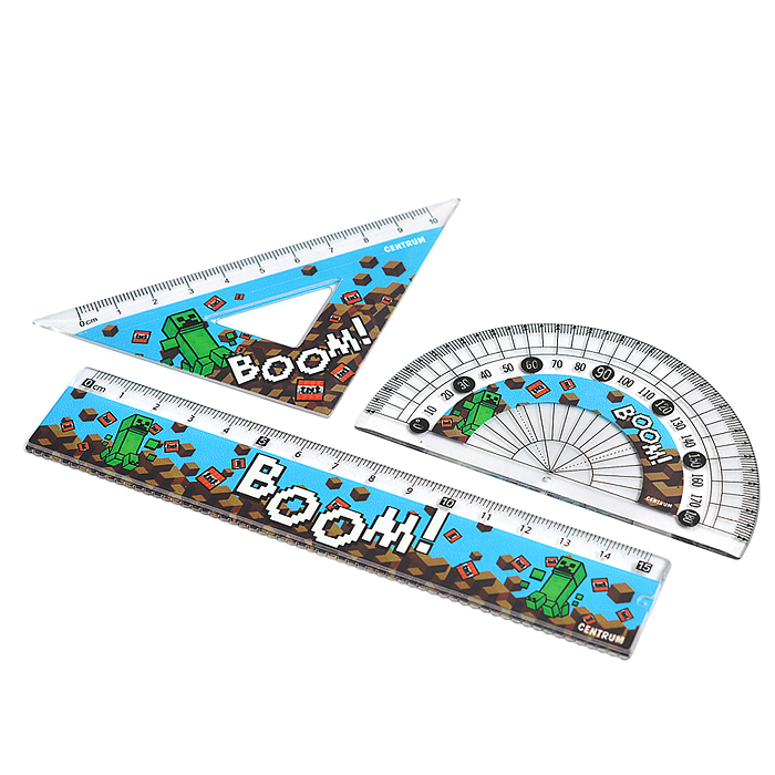 Набор линеек "My game" линейка, линейка-треугольник, транспортир, 3 шт., в ПВХ конверте