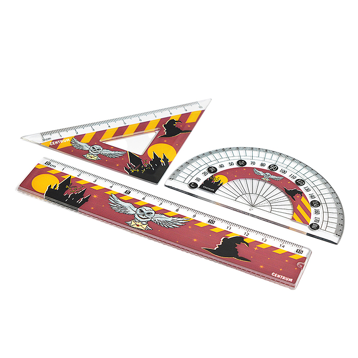 Набор линеек "Школа Магии" линейка, линейка-треугольник, транспортир, 3 шт., в ПВХ конверте