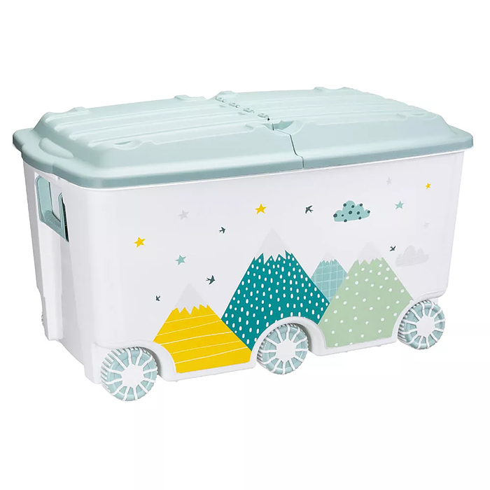 Ящик для игрушек на колесах с декором "Горы" 685х395х385мм, 66,5л (Светло-голубой) Ящик для игрушек на колесах с декором "Горы" 685х395х385мм, 66,5л (Светло-голубой)